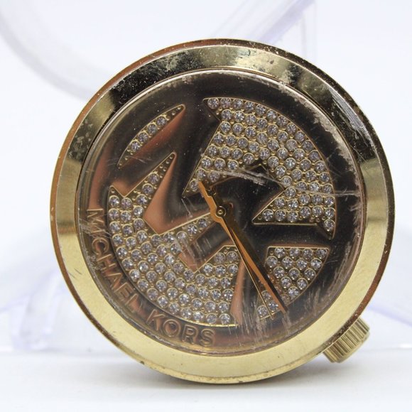 MIchael Kors Watch Face Gold Tone Stainless Steel Classic Big Logo Dial - Picture 2 of 4